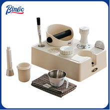 BINCOO Multi-functional Black and White Cloth Powder Press Base Set Coffee Cloth Powder Tamper Knocker Bucket Set Coffee Machine Utensils Accessories 51MM/58MM