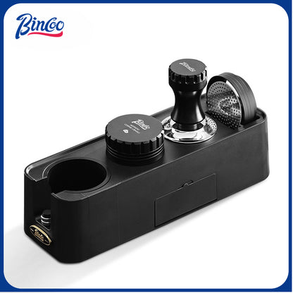 BINCOO Coffee Tamper Station,Espresso Handle Filling Base Cloth Powder Dispenser Press Powder Hammer Coffee Storage Tool Set 51MM/58MM