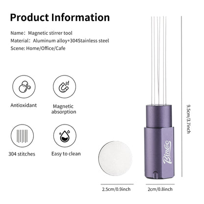 Magnetic WDT Tool - Espresso Stirrer Tool, WDT Espresso Distribution Tool with 6 Stainless Steel Needles and Metal Plate,Easy to Storage and Strong Magnetic