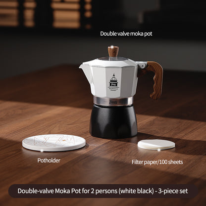 Bincoo Double Valve Moka Pot - High Pressure Stovetop Espresso Maker with Rich Crema, Transparent Lid, Food-Grade Aluminum, Italian Style Coffee Pot for Home Brewing