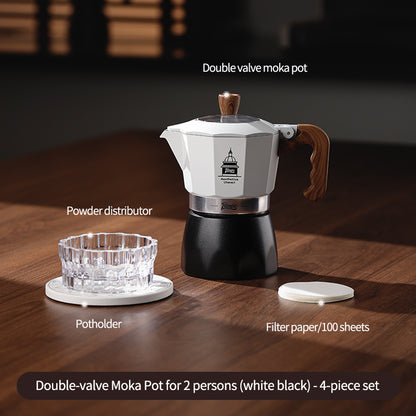 Bincoo Double Valve Moka Pot - High Pressure Stovetop Espresso Maker with Rich Crema, Transparent Lid, Food-Grade Aluminum, Italian Style Coffee Pot for Home Brewing