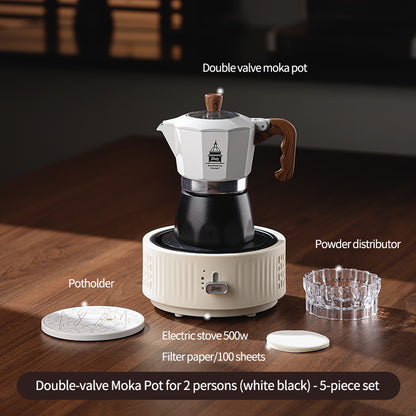 Bincoo Double Valve Moka Pot - High Pressure Stovetop Espresso Maker with Rich Crema, Transparent Lid, Food-Grade Aluminum, Italian Style Coffee Pot for Home Brewing