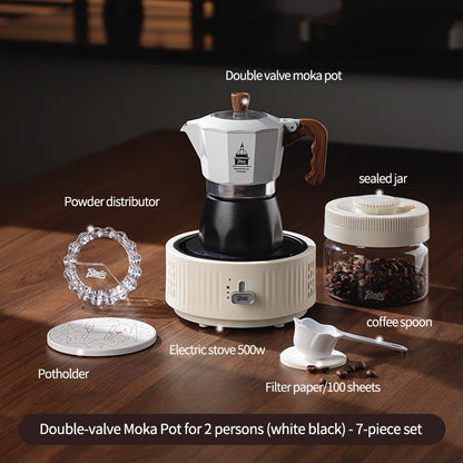 Bincoo Double Valve Moka Pot - High Pressure Stovetop Espresso Maker with Rich Crema, Transparent Lid, Food-Grade Aluminum, Italian Style Coffee Pot for Home Brewing