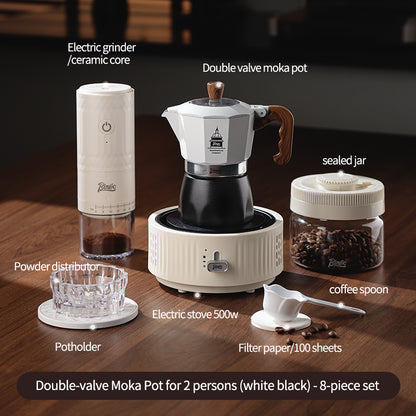 Bincoo Double Valve Moka Pot - High Pressure Stovetop Espresso Maker with Rich Crema, Transparent Lid, Food-Grade Aluminum, Italian Style Coffee Pot for Home Brewing