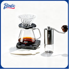 BINCOO Pour Over Coffee Set Glass Server with Glass Dripper Manual Coffee Grinder Complete Coffee Brewing Kit