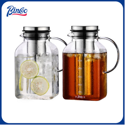 BINCOO Cold Brew Coffee Pot Home Glass Cold Water Kettle Cold Brew Fruit Tea Pot Large Capacity 1200ML