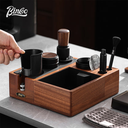 Bincoo GYKF2277 Solid Wood Multi-Functional Tamping Station,Stand Only, No Coffee Accessories