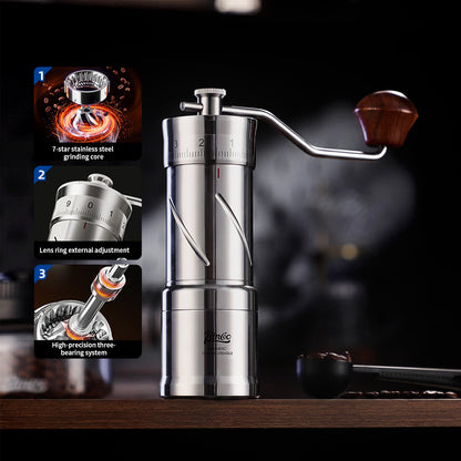 Bincoo SM23 Manual Coffee Grinder, External Adjust 46mm 7-Star Burr Hand Coffee Mill