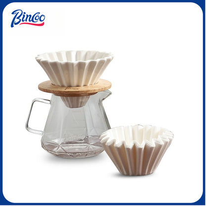 BINCOO Hand Brewing Coffee Sharing Pot Set Heat-Resistant Glass Sharing Pot with Ceramic Filter Cup Coffee Pour-Over Pot Set 400ML