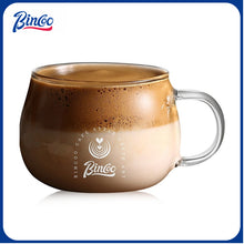 BINCOO Wide‑Mouth Glass Coffee Cup Iced Americano Latte Cup with Coffee Spoon Set Ideal for Home & Office 280ML