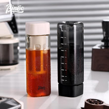Bincoo 480ml Portable Cold Brew Cup with Removable Filter&Clean Brush, Tritan Plastic Iced Coffee Maker, Rectangle Small Iced Coffee Cups with Scale for Iced Tea/Coffee BPA Free (Black), GYKF1727