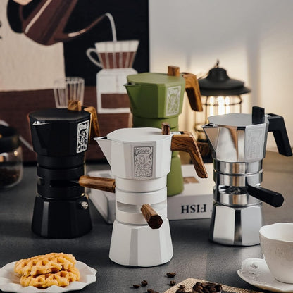 Bincoo GYKF0540 120ML/2 Cup Stovetop Espresso Maker Double Valve Moka Pot with Thermostat Extractor,Italian Espresso Moka Pot with Powder Dispenser and Filter Paper for Home(Black)