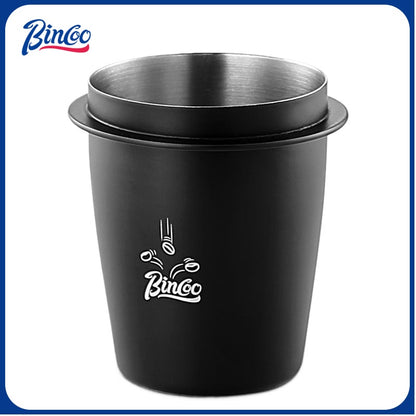 Bincoo 51/58mm Coffee Dosing Cup - Food-Grade Stainless Steel Espresso Powder Receiver, Multi-Use Coffee Porter for Weighing Beans & Catching Grounds, Black