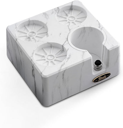 Bincoo Multifunction Espresso Tamper Station 4 Holes,Adjustable Height Espresso Coffee Organizer Box Fit for Storage 51, 53, 58MM Espresso Tamper,Coffee Tamper Holder (Marble White)