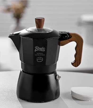 Stovetop Espresso Maker,Classic Aluminum Italian Coffee Maker,2Cups Moka Pot for Italian and Cuban Café Brewing, Double Valve Extraction (Red Black, 2 Cups)
