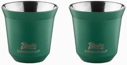 Bincoo Stainless Steel Espresso Shot Cups,2 Pack Stackable Double Wall Insulated Demitasse Cups Espresso Cup,Set of 2