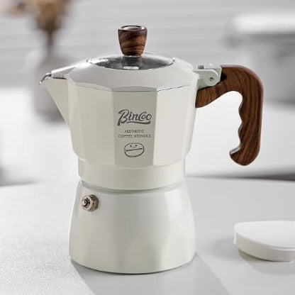 Bincoo Stovetop Espresso Maker - Italian Coffee Maker for Gas & Electric Stove,Small Moka Pot for Italian and Cuban Café Brewing,2 Espresso Cups, Portable