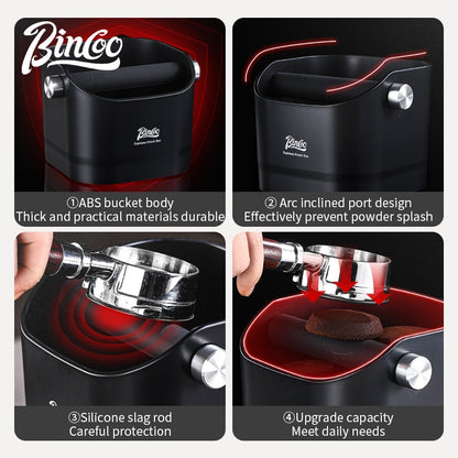 BINCOO Square Coffee Knocker Bucket Household Bar Espresso Storage Tool Box Coffee Grounds Box 1.6L