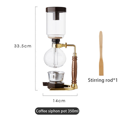 Bincoo Electric Siphon Coffee Maker, Borosilicate Glass Vacuum Syphon Coffee Pot with Solid Wood Handle & Adjustable Heating Base, Professional Hand Brew Coffee Brewer for Home & Cafe Barista