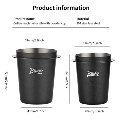 Bincoo Coffee Dosing Cup 58mm, Stainless Steel Espresso Coffee Dosing Cup Coffee Grinder Powder Cup Compatible with 58mm Portafilter (58mm)