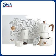 BINCOO Double-valve Moka Pot Gift Box Household Coffee Pot with Electric Ceramic Stove Coffee Manual Grinder for Birthdays and Holidays Best Gift  2Cups