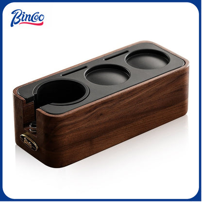 BINCOO Walnut Powder Press Base Coffee Cloth Powder Dispenser Constant Force Powder Press Hammer Set Espresso Equipment 51MM/58MM