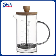 BINCOO French Press Coffee Maker with Bamboo Lid Home Filter Coffee Pot Glass Coffee Brewer for Milk Froth