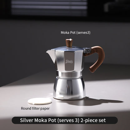 BINCOO Single Valve Moka Pot Stovetop Coffee Maker, 3rd Gen Pressure Boost Espresso Pot with Comfort Wood Handle for Home Barista Perfect Flavor Brewing