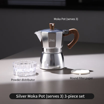 BINCOO Single Valve Moka Pot Stovetop Coffee Maker, 3rd Gen Pressure Boost Espresso Pot with Comfort Wood Handle for Home Barista Perfect Flavor Brewing