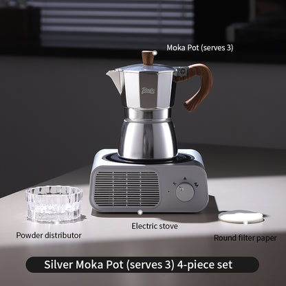 BINCOO Single Valve Moka Pot Stovetop Coffee Maker, 3rd Gen Pressure Boost Espresso Pot with Comfort Wood Handle for Home Barista Perfect Flavor Brewing
