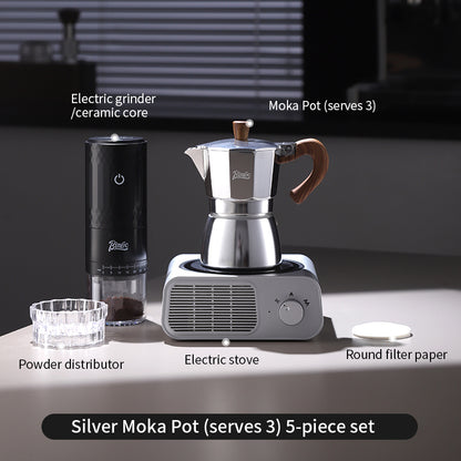 BINCOO Single Valve Moka Pot Stovetop Coffee Maker, 3rd Gen Pressure Boost Espresso Pot with Comfort Wood Handle for Home Barista Perfect Flavor Brewing