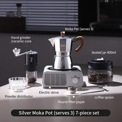 BINCOO Single Valve Moka Pot Stovetop Coffee Maker, 3rd Gen Pressure Boost Espresso Pot with Comfort Wood Handle for Home Barista Perfect Flavor Brewing