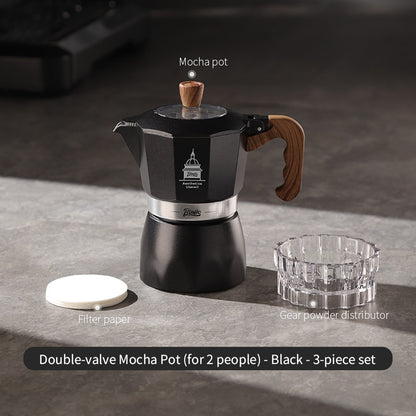 Bincoo Double Valve Moka Pot - High Pressure Stovetop Espresso Maker with Rich Crema, Food-Grade Aluminum, Italian Style Coffee Pot with Transparent Lid for Home Brewing