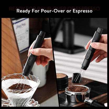 Retractable WDT Tool Espresso Distribution Tool - Espresso Stirrer Magnetic Coffee Distributor for Barista with Storage Stand & Extra 6 Needles Replacement GYKF1843