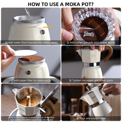 Bincoo Stovetop Espresso Maker - Italian Coffee Maker 5oz, Classic Aluminum Moka Pot for Italian and Cuban Café Brewing, 2-3 Espresso Cup (Blue (150ML))