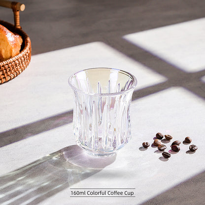 Hand-Painted Rainbow Vertical Relief Glass Tumbler | Bincoo Aesthetic Clear Textured Drinking Cup for Coffee, Whiskey & Cocktails