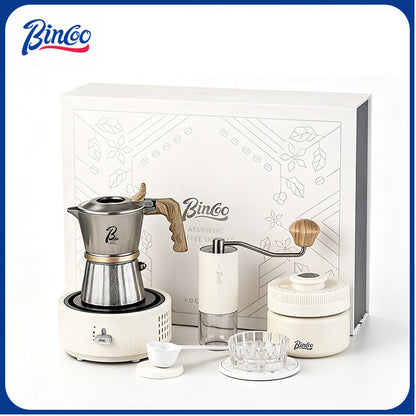 BINCOO Three‑Valve Moka Pot, 316 Stainless Steel Home Double‑Valve Coffee Pot Gift Box Set, Ideal for Birthday Gifting 2Cups