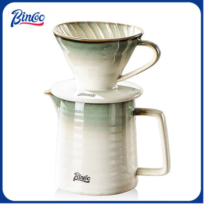 BINCOO Ceramic Hand Brewed Coffee Pot Set Home V60 Filter Cup Sharing Pot Coffee Mugs 450ML