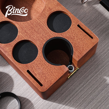 Bincoo GYKF2032 Solid Wood Multi-Functional Tamping Station,Stand Only, No Coffee Accessories