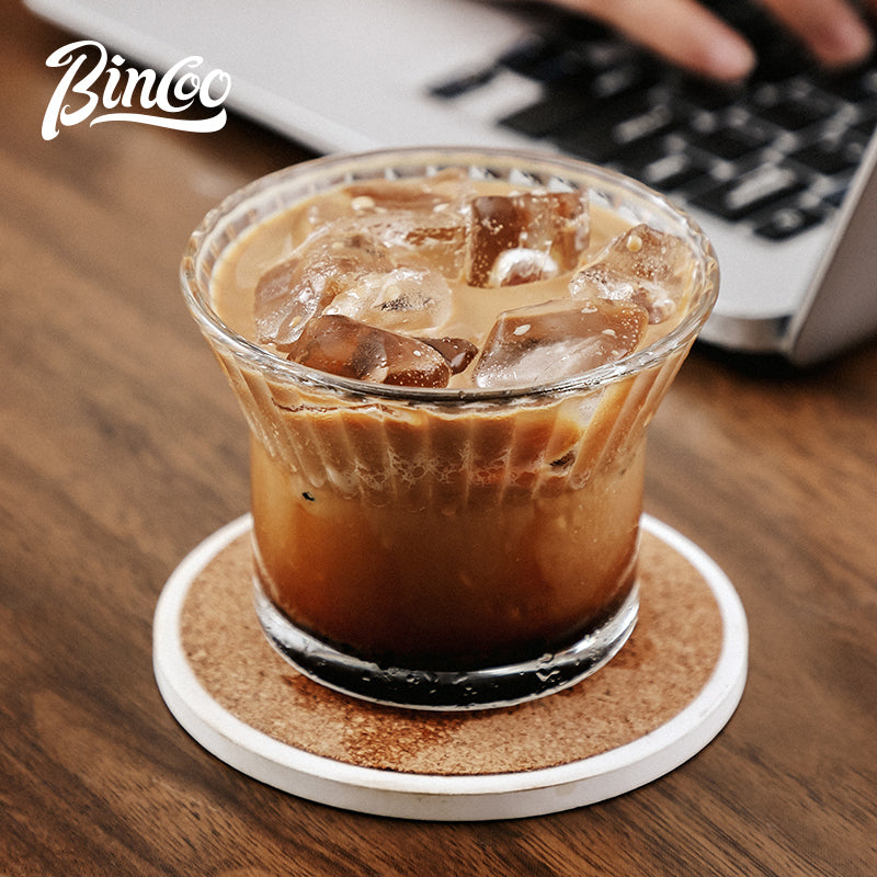 BINCOO GYKF0749 Glass Coffee Cup Latte Flower Cup for Household and Office 210ML