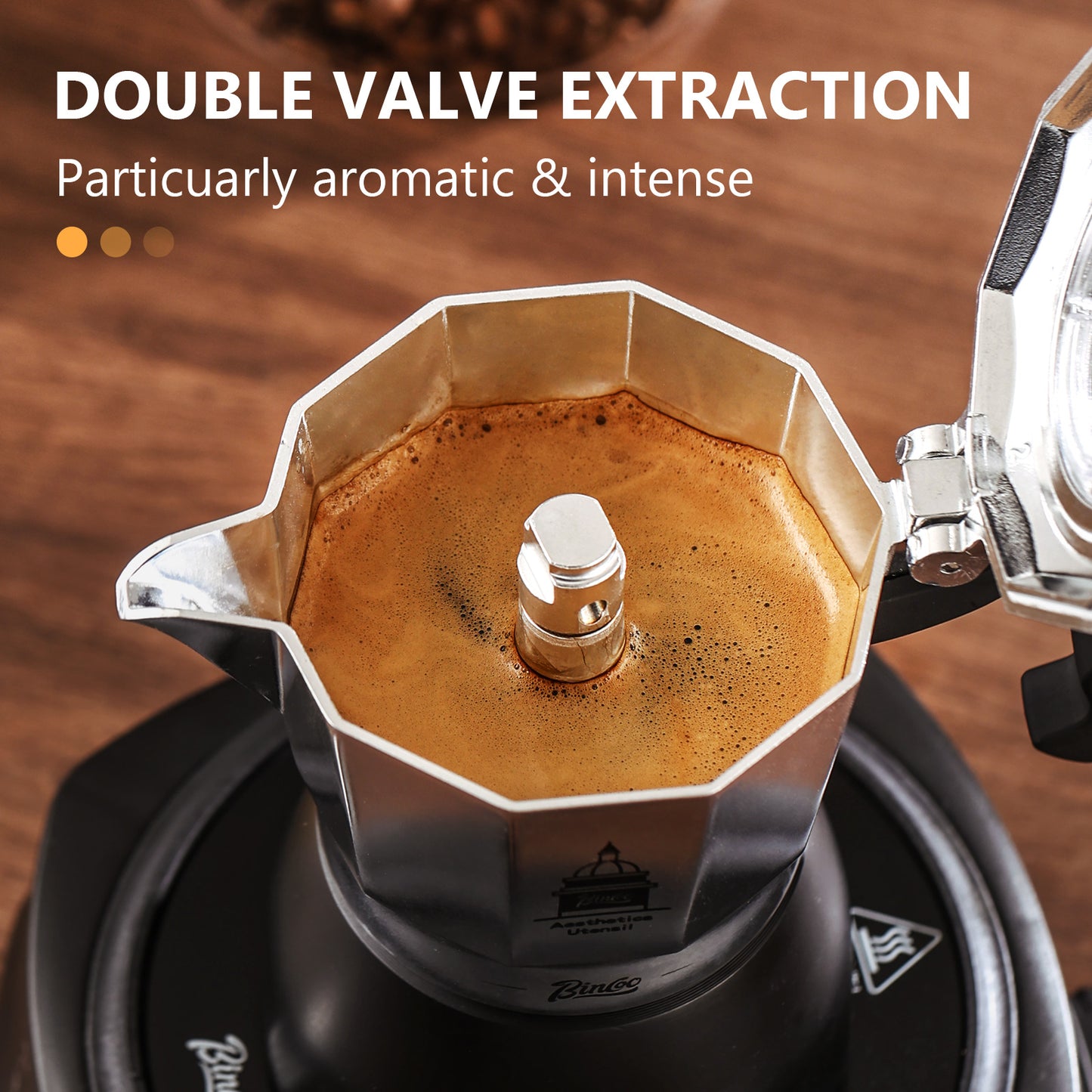 BINCOO Espresso Maker, Grecas De Cafe, Italian Coffee Pot Ideal for Kitchens & RV Travel, Full-Bodied Coffee with Ease & Style