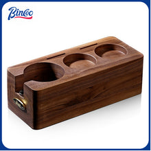 BINCOO Coffee Tamper Station Pressing Powder Base Set Walnut Coffee Pressing Powder Hammer Distributor 51/58MM