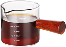 Bincoo 100ML Espresso Shot Glass with Wood Handle - Double Spout Measuring Cup for Perfect Latte Art, Dishwasher Safe, Easy-Pour Design (OZ/ML Markings)