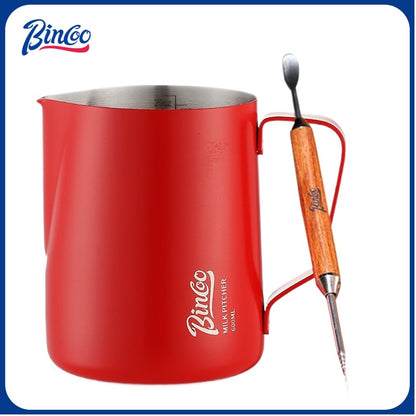 BINCOO Coffee Latte Art Jar Pointed Pull Flower Cup Milk Foam Cup Stainless Steel Coffee Pot 350ML/600ML
