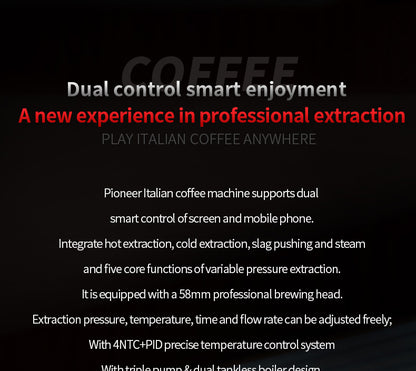 Bincoo S2 Pro Trailblazer Smart Espresso Machine | Touch Screen & Bluetooth App Dual Control Dual Boiler Coffee Brewer