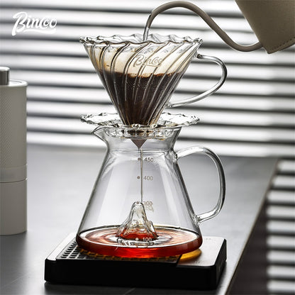 BINCOO Glass Coffee Pot Heat-Resistant Pour-Over Dripper Set with Glass Filter Cup Coffee Brewing Set 450ML