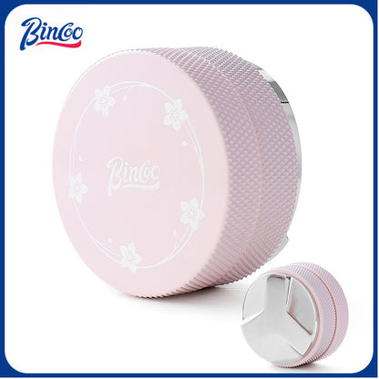 BINCOO Coffee Powder Press Pink Powder Spreader Set Square Powder Press Base Coffee Press Powder Hammer 51/58MM