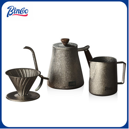 BINCOO Pure Titanium Pour-Over Coffee Pot with Drip Filter Cup Home Use Long Spout Kettle Outdoor Espresso Coffee Set 800ML