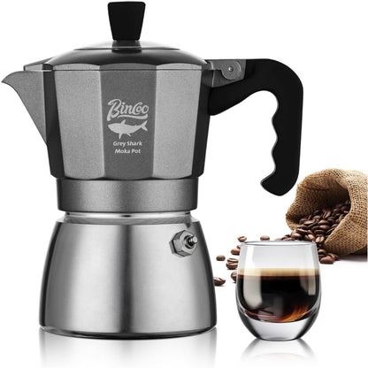 Bincoo Stovetop Espresso Coffee Maker,Electric Cuban Moka Pot,120ML-4.06oz,Italian Style Coffee Maker, 2 Cup Aluminum Espresso Portable Cafetera Moka Pot for Home Travel Camping