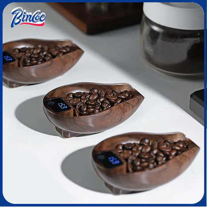 Bincoo Bean Dish Bean Scale Coffee Electronic Scale Walnut  Bean Plate Italian Coffee Bean Weighing Plate